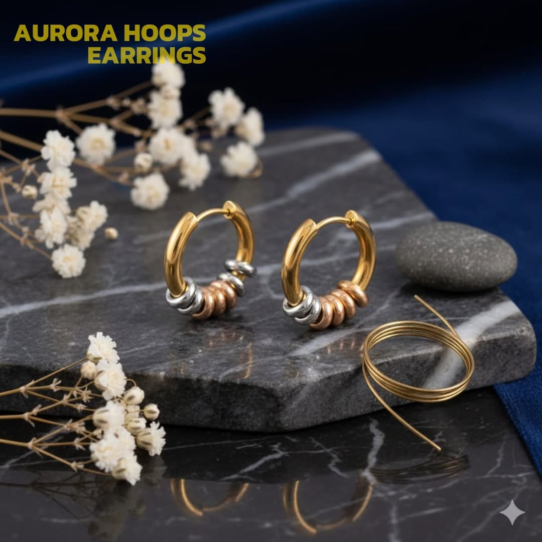 SlayyShine Aura Hoops Earrings in 18K gold plating with classic hoop design