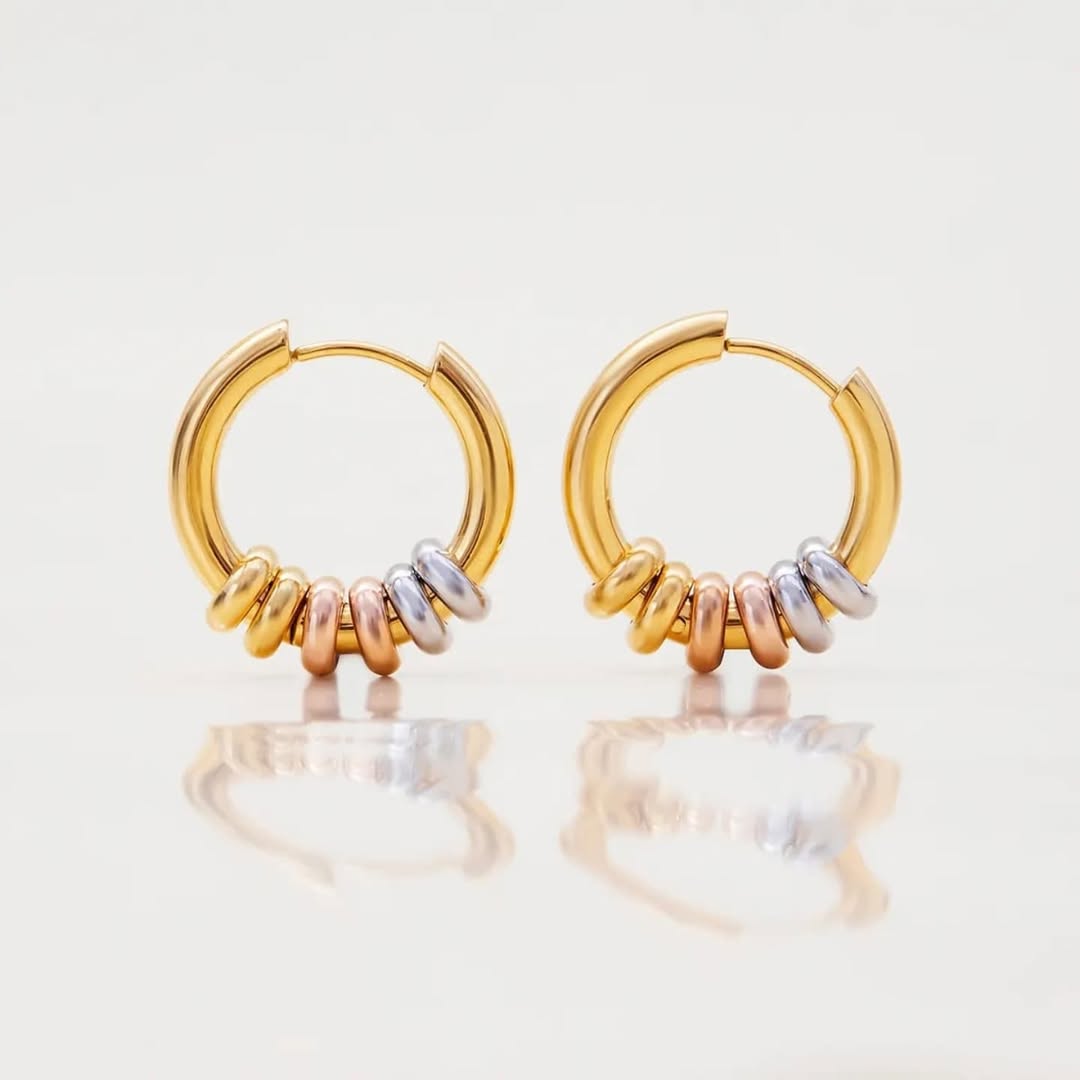 SlayyShine Aura Hoops Earrings in 18K gold plating with classic hoop design