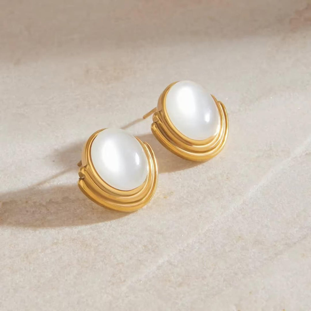 SlayyShine Aura Studs Earrings in 18K gold plating with minimalist design