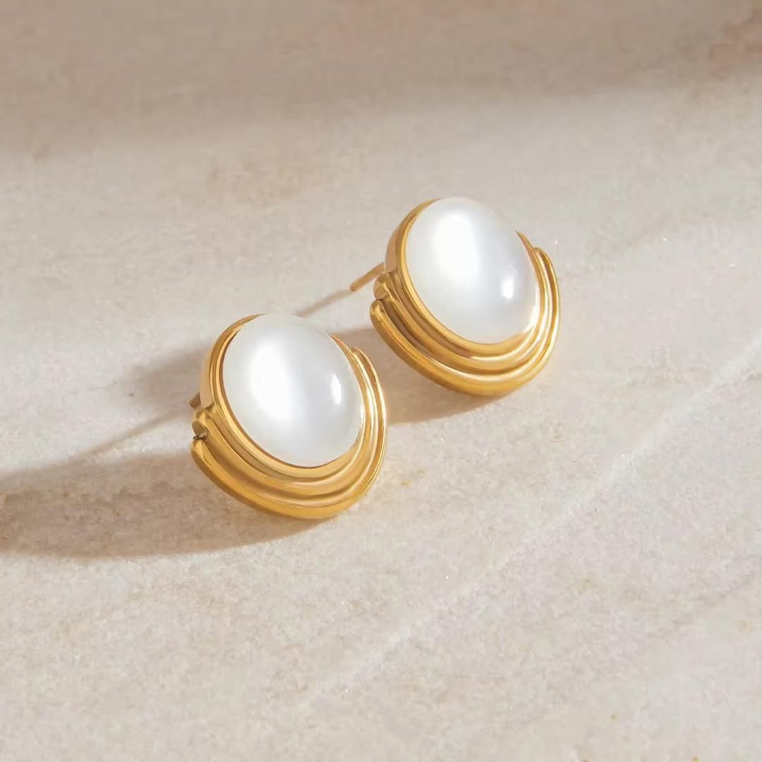 SlayyShine Aura Studs Earrings in 18K gold plating with minimalist design