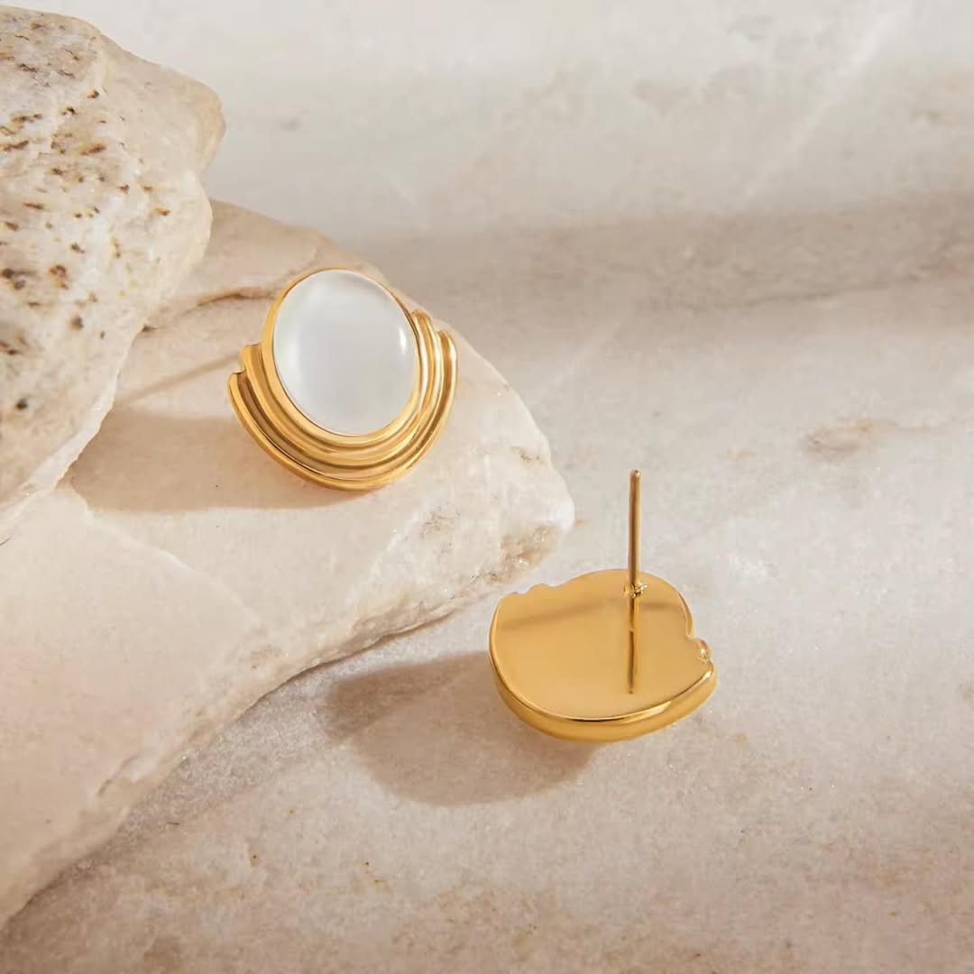 SlayyShine Aura Studs Earrings in 18K gold plating with minimalist design