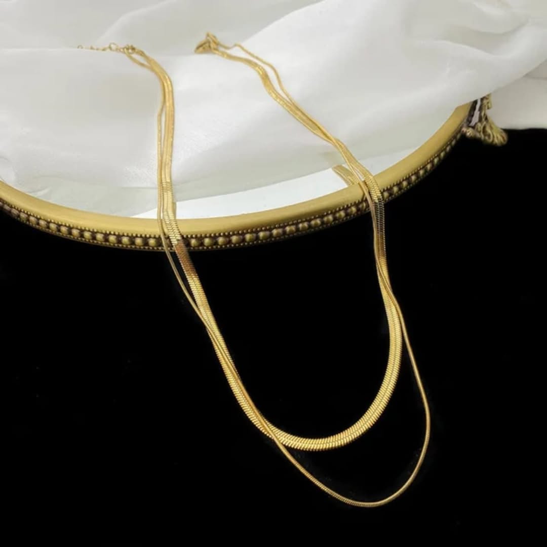 SlayyShine Cascade Duo Necklace in 18K gold plating with layered chain design
