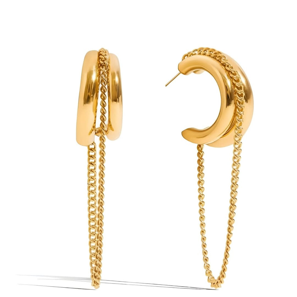 SlayyShine Eterna Hoops Earrings in 18K gold plating with smooth hoop desig