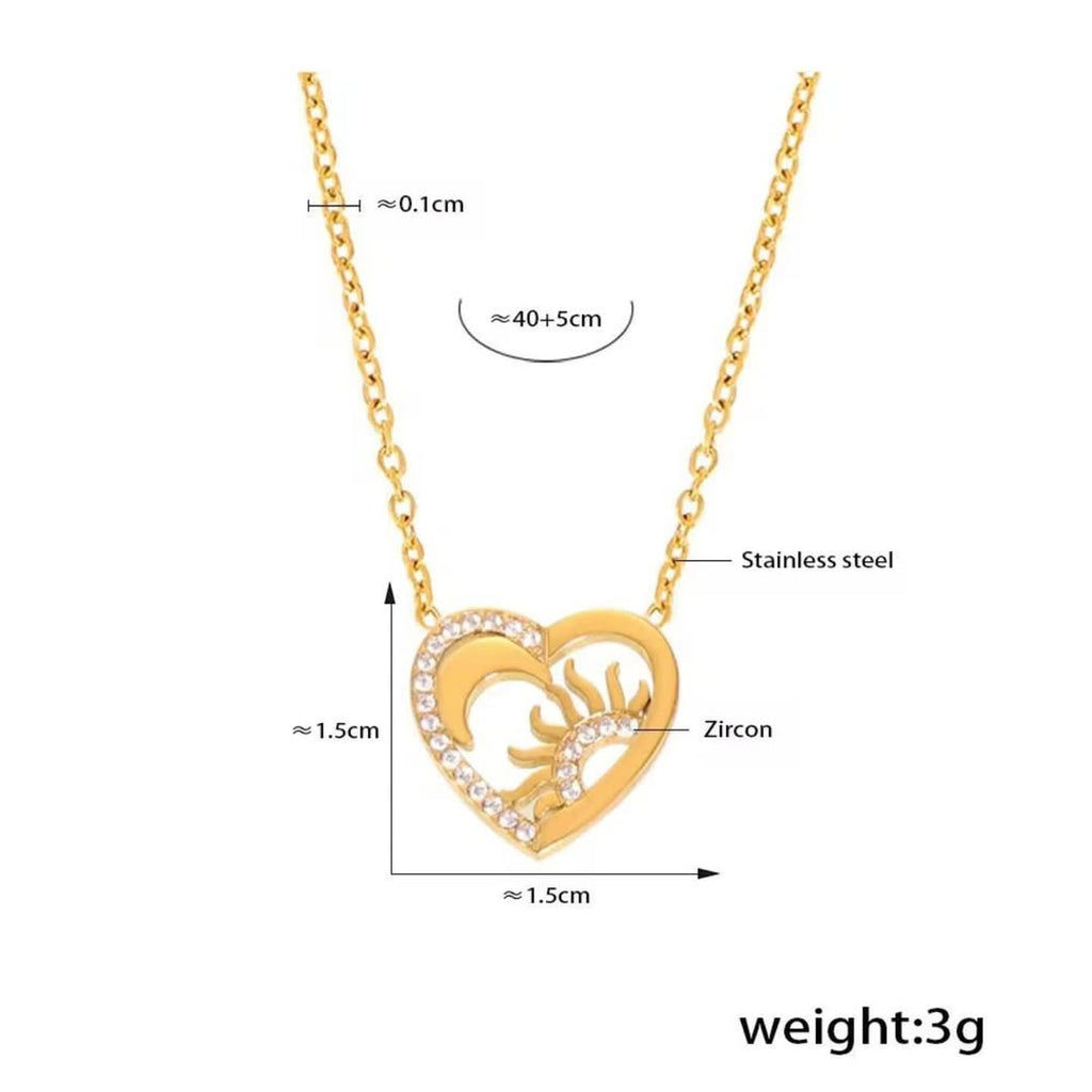 SlayyShine Heart of Balance Necklace in 18K gold plating with heart detailing