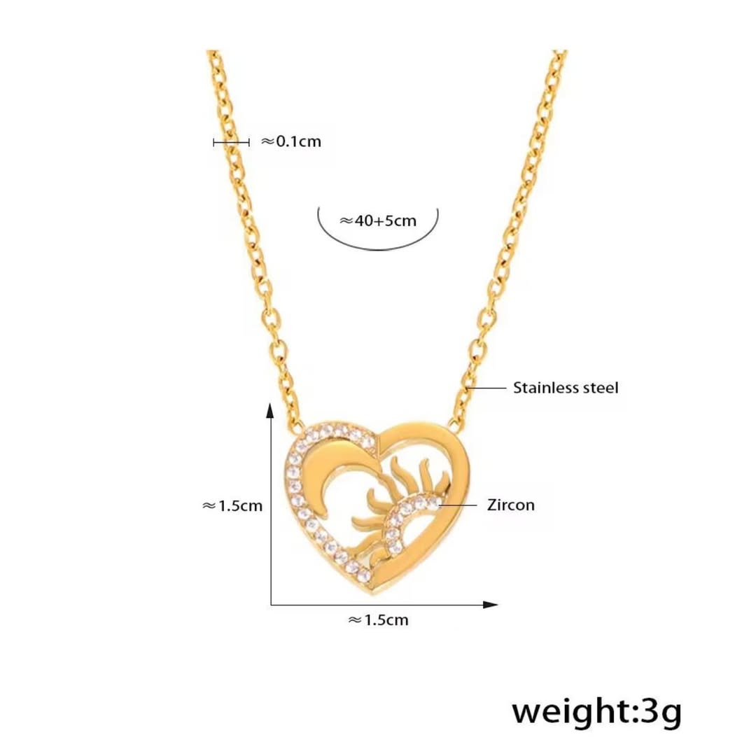 SlayyShine Heart of Balance Necklace in 18K gold plating with heart detailing