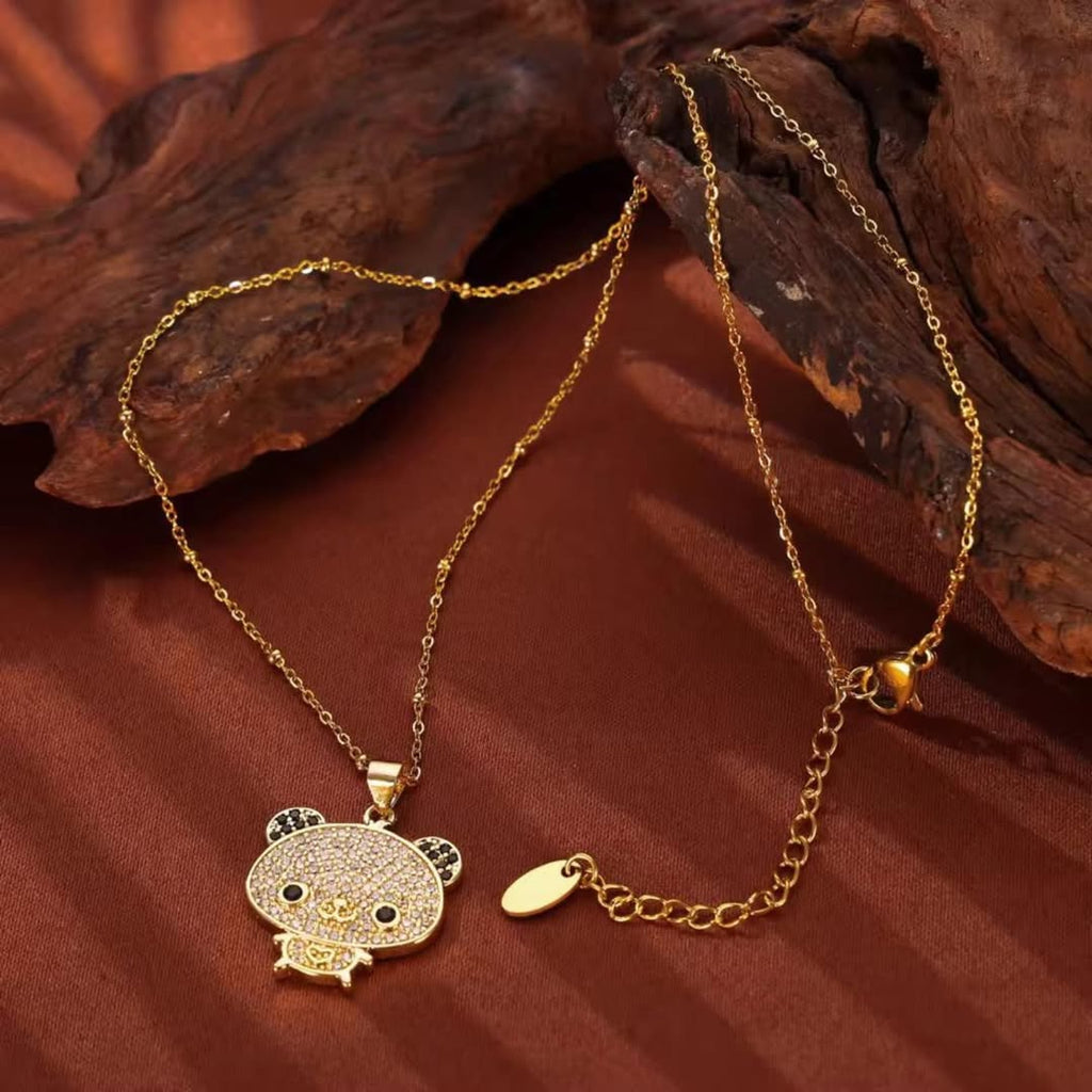 SlayyShine Panda Spark Necklace in 18K gold plating with playful panda charm