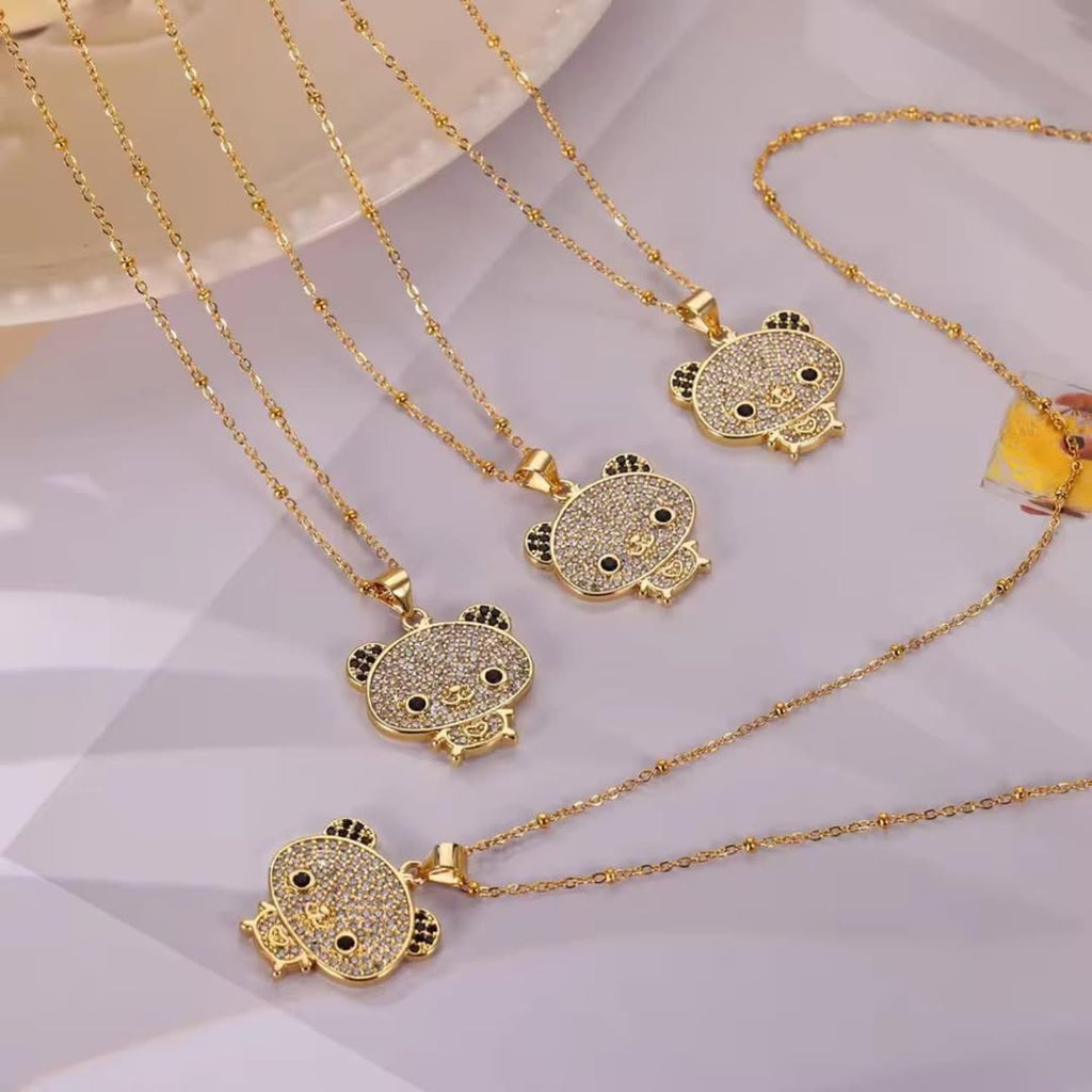 SlayyShine Panda Spark Necklace in 18K gold plating with playful panda charm