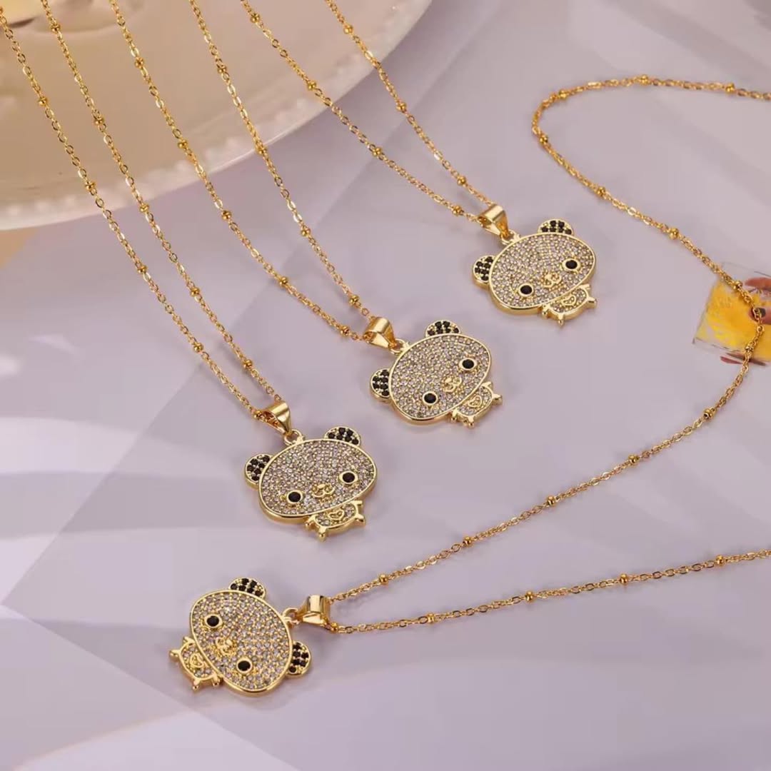 SlayyShine Panda Spark Necklace in 18K gold plating with playful panda charm