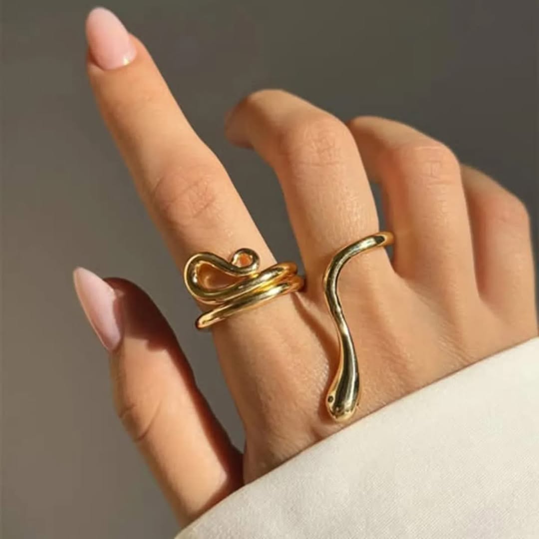 SlayyShine Serpent Flow Ring in 18K gold plating with serpent detailing