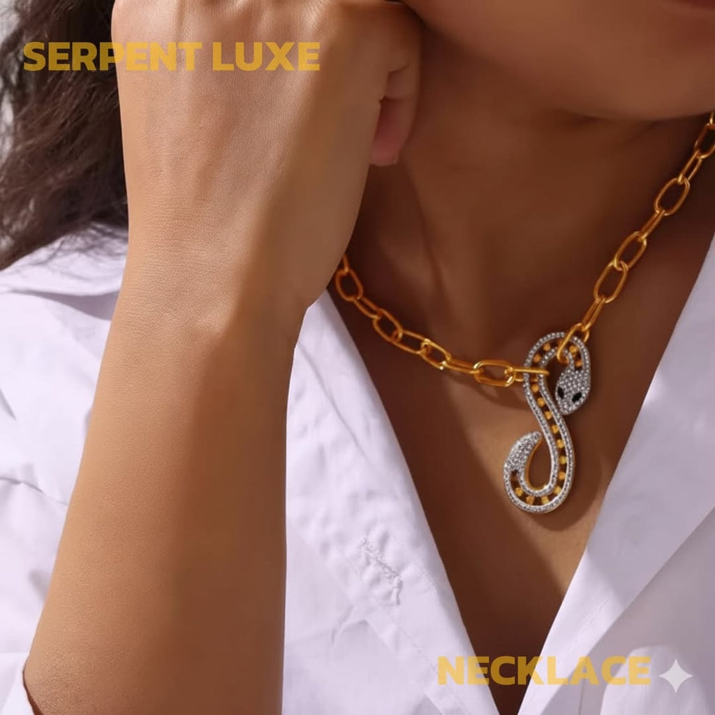 SlayyShine Serpent Luxe Necklace in 18K gold plating with serpent detailing