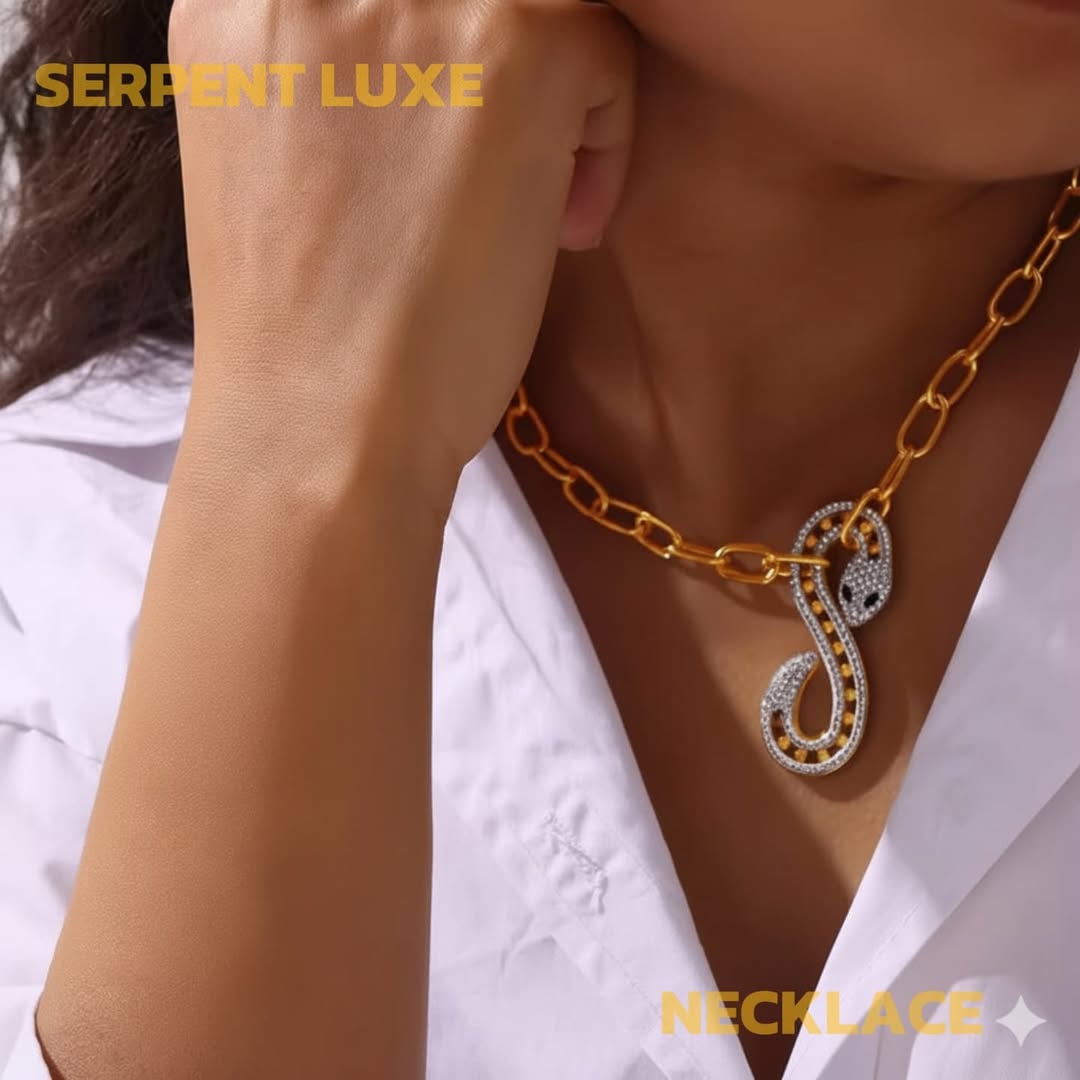 SlayyShine Serpent Luxe Necklace in 18K gold plating with serpent detailing