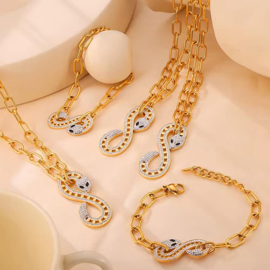 SlayyShine Serpent Luxe Necklace in 18K gold plating with serpent detailing