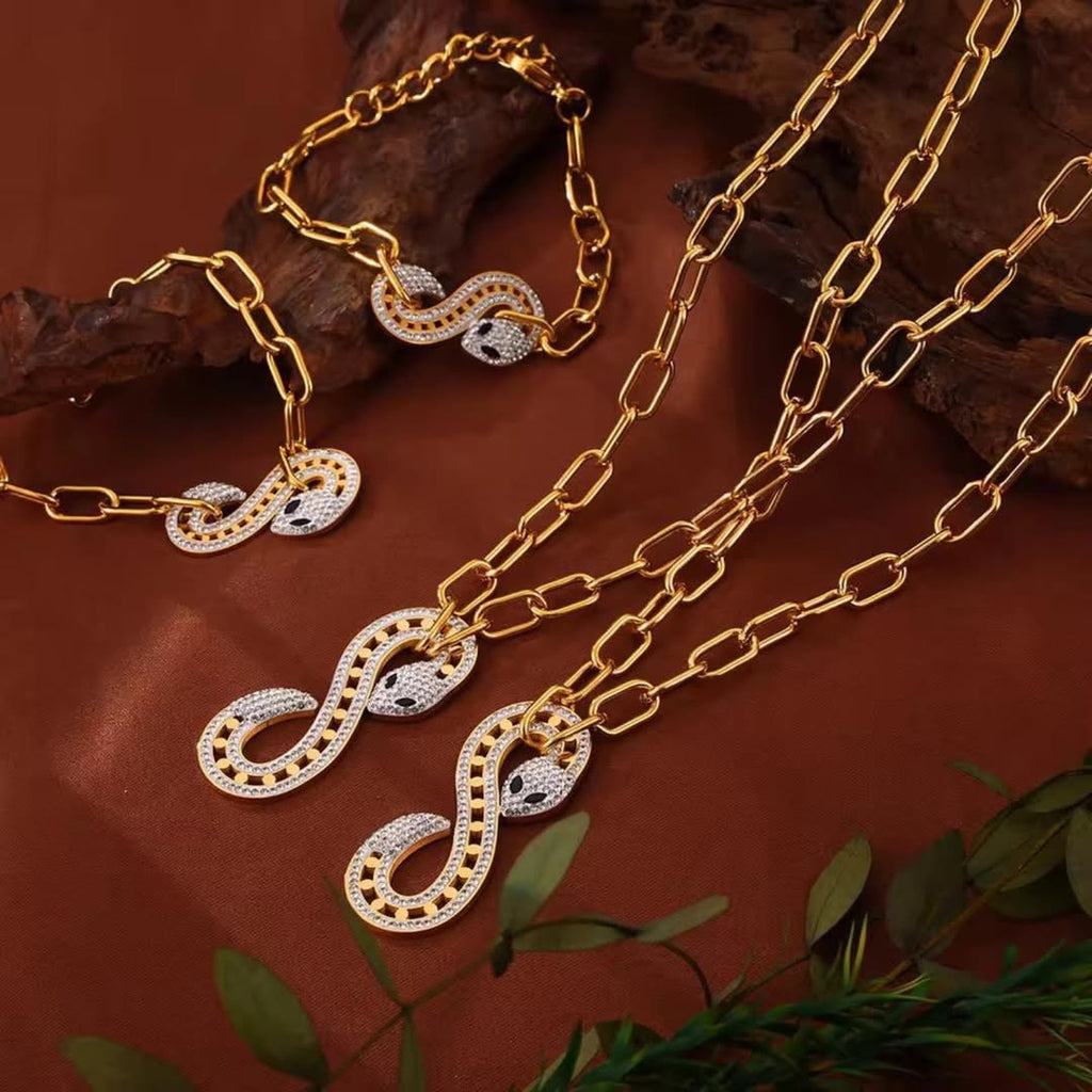 SlayyShine Serpent Luxe Necklace in 18K gold plating with serpent detailing