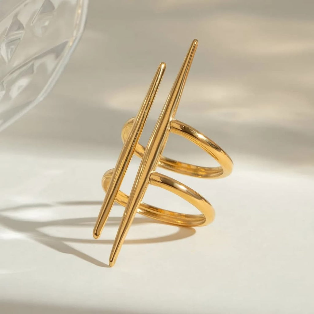 SlayyShine The Parallel Ring in 18K gold plating with sleek minimal design