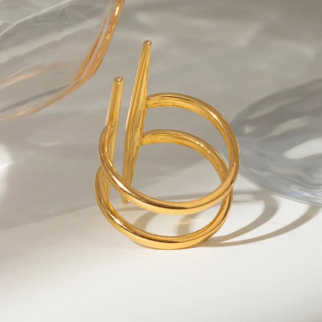 SlayyShine The Parallel Ring in 18K gold plating with sleek minimal design